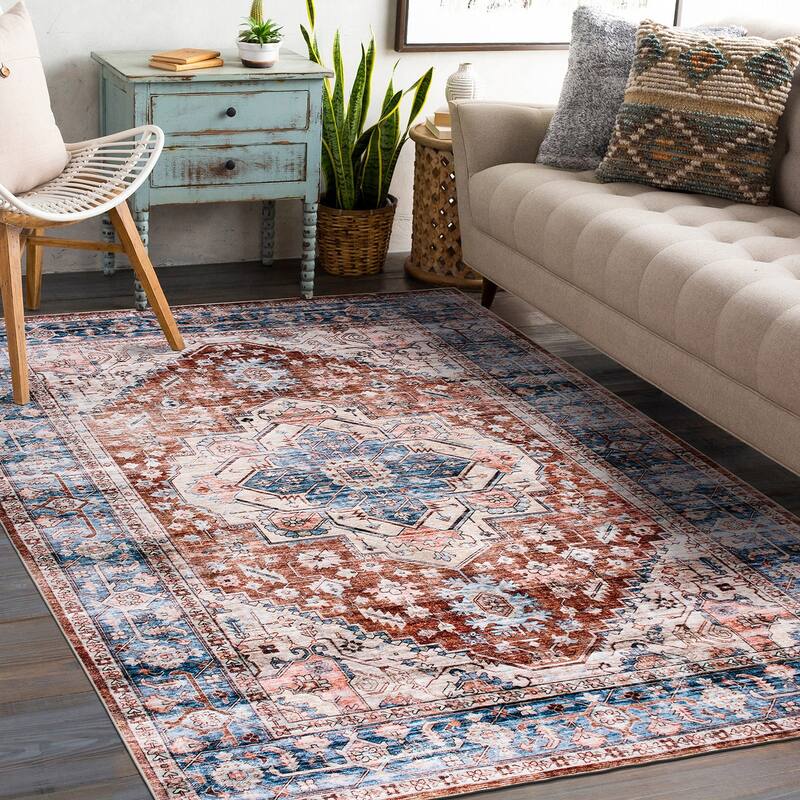World Rug Gallery Transitional Distressed Machine Washable Area Rug