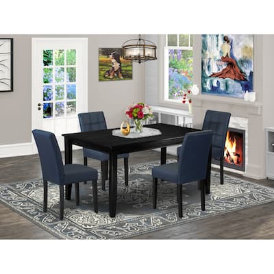 East West Furniture Dining Set Consists of a Rectangle Dining Table and Chairs, Black (Pieces Options)