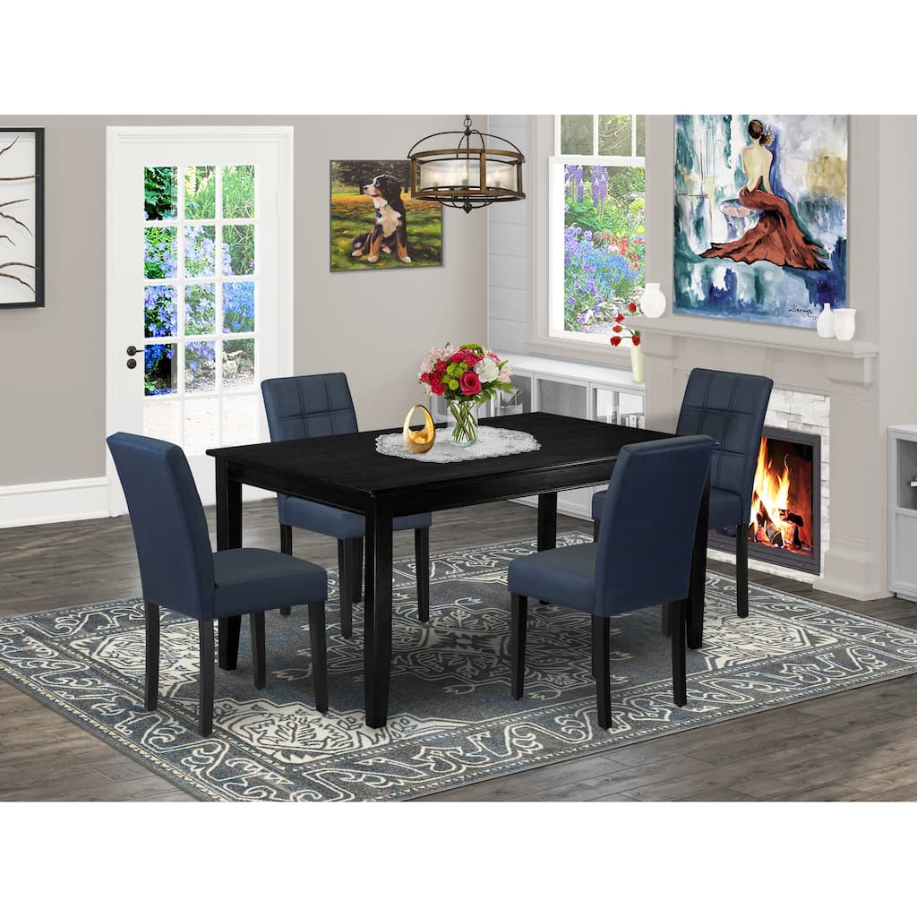 East West Furniture Dining Set Consists of a Rectangle Dining Table and Chairs, Black (Pieces Options)