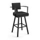 preview thumbnail 24 of 80, Amisco Akers Swivel Bar Stool Black Faux Leather / Black Metal