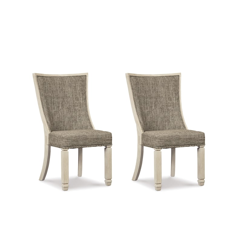 Bolanburg Antique White Dining Chair with Grey Fabric Upholstery (Set of 2)