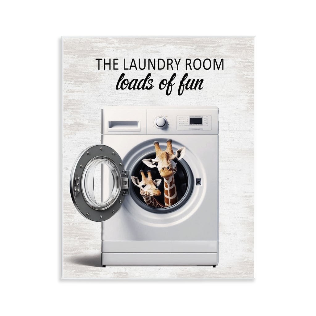 Stupell Giraffes & Laundry Load Wall Plaque Art Design By Lettered and Lined