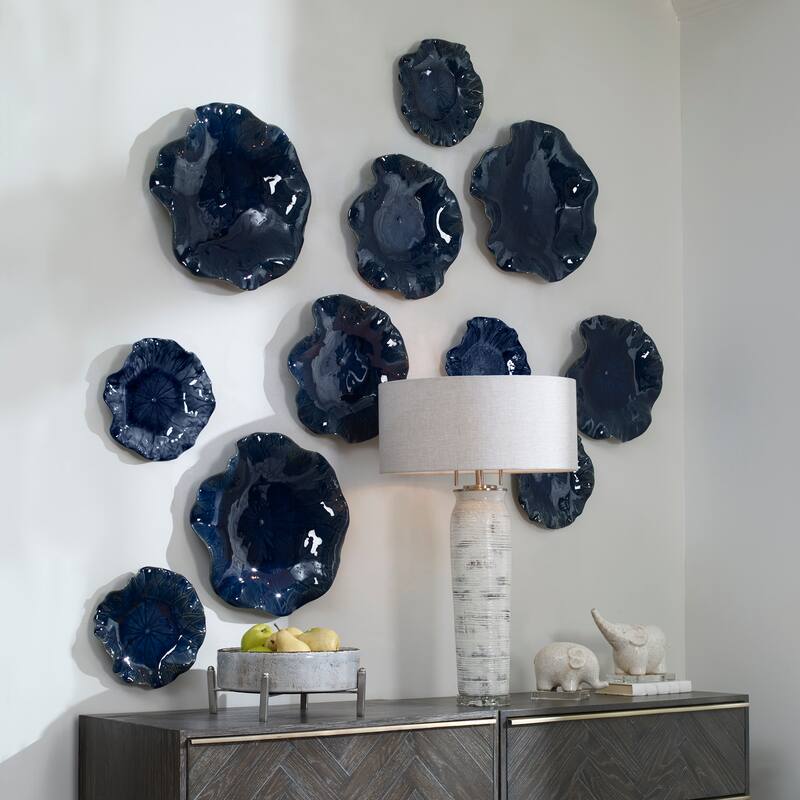 Uttermost Abella Blue Ceramic Wall Decor (Set of 3)