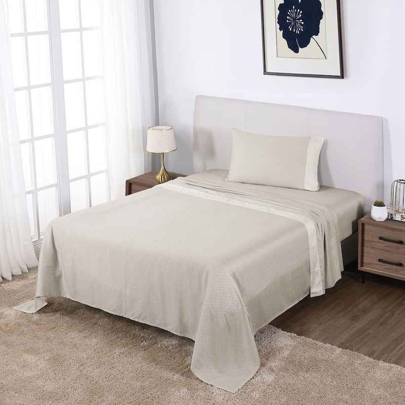 Anne Klein Westhill Dot 4-Piece Cotton Sateen Sheet Set