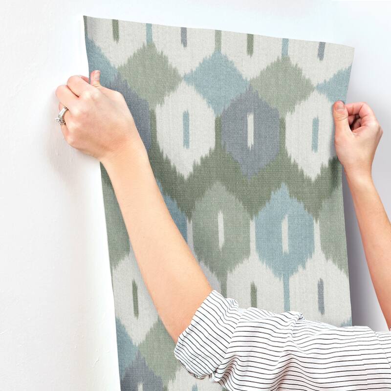 A-Street Prints Abilene Sea Green Ikat Wallpaper