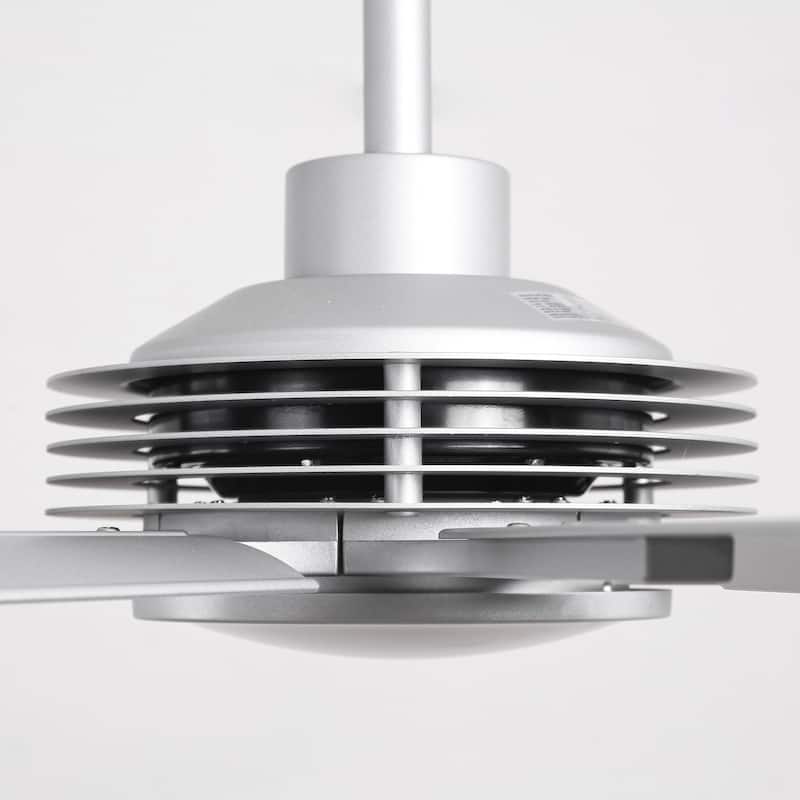Ceiling Fan Industrial 100" Modern Silver 7-Blade LED Light