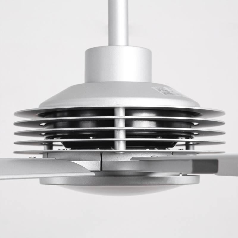 Ceiling Fan Industrial 84" Modern Silver 7-Blade LED Light
