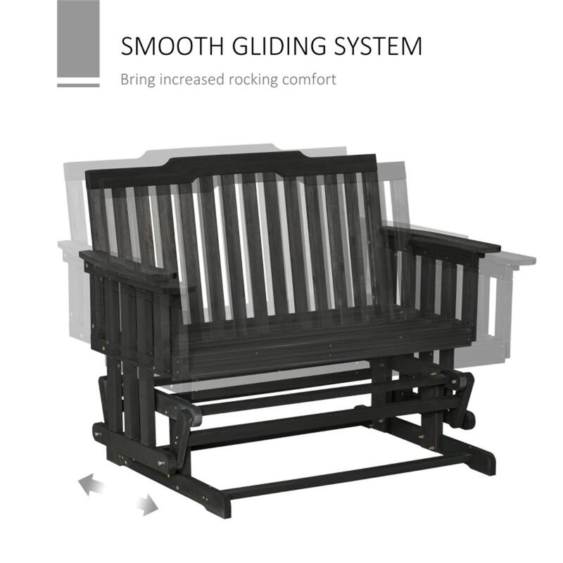 Fir Wood 2-Seater Outdoor Glider Garden Bench Smooth Rocking - 48.75" W x 30" D x 37.5" H