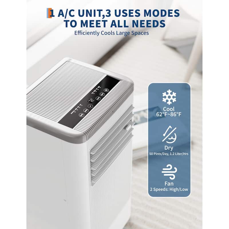 10,000 Btu Portable Air Conditioner with Heater, Cooling Up to 450 Sq.Ft.