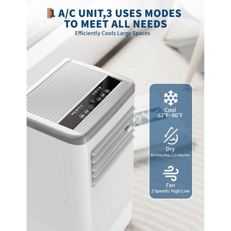 10000 BTU Portable Air Conditioner with Heater & Dehumidifier