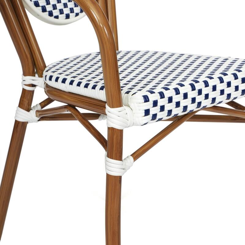 2 Pack All-Weather Commercial Paris Chairs with Arms and metal Frames