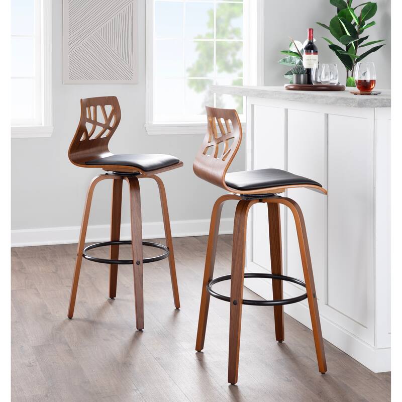 Carson Carrington Sala 30" Fixed-Height Bar Stool with Bent Wood Legs & Round Footrest (Set of 2)