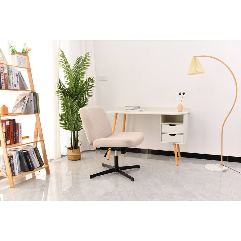 Criss Cross Office Desk Chair, Armless Fabric Vanity Home Chair, Height Adjustable Swivel Mid Back Wide Seat Task Chair - N/A