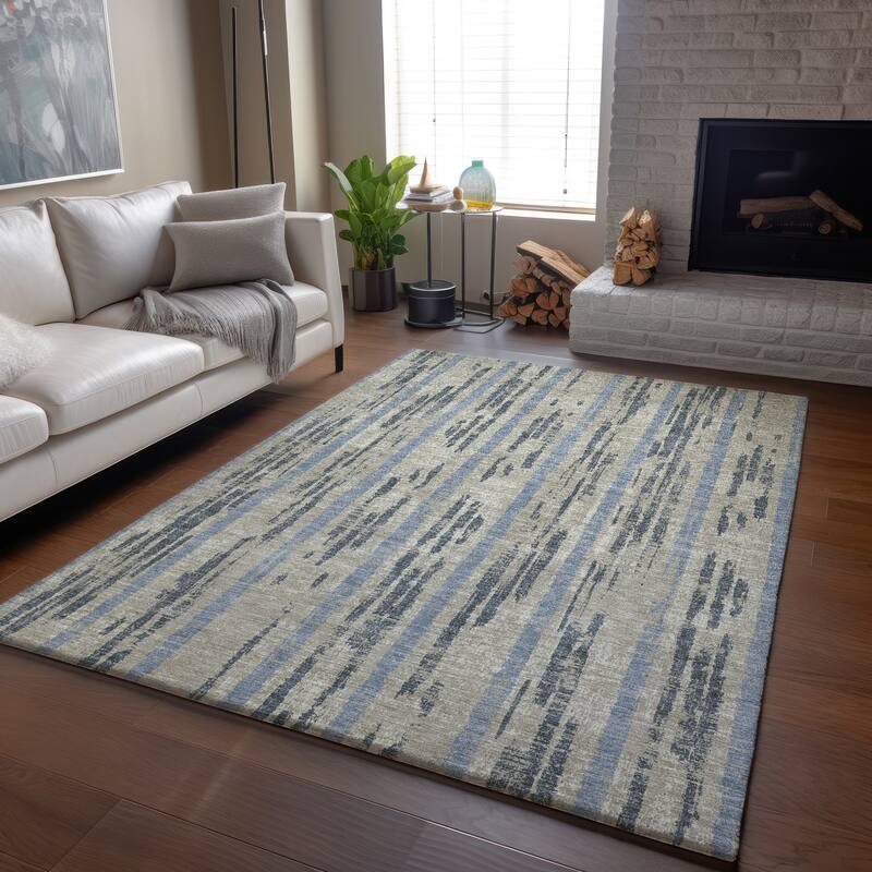 Premium Washable Super Soft Stripe Abrash Mayfield Rug