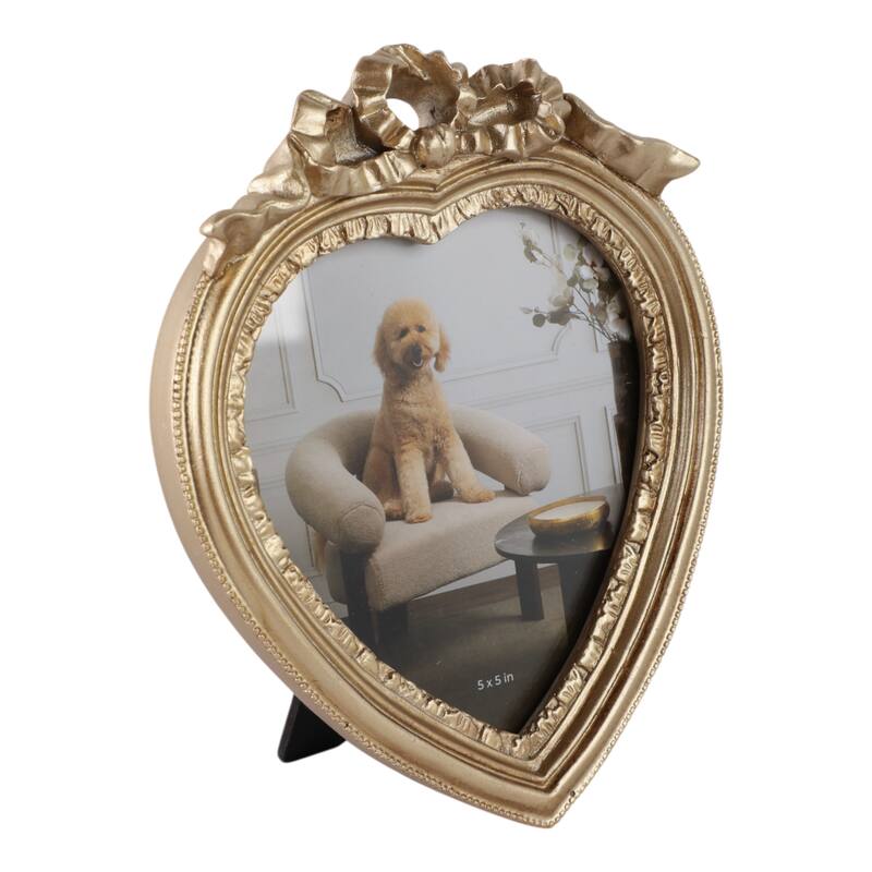 Polyresin Decorative Frame Photo Heart Shape Glam Style Ornate Accents