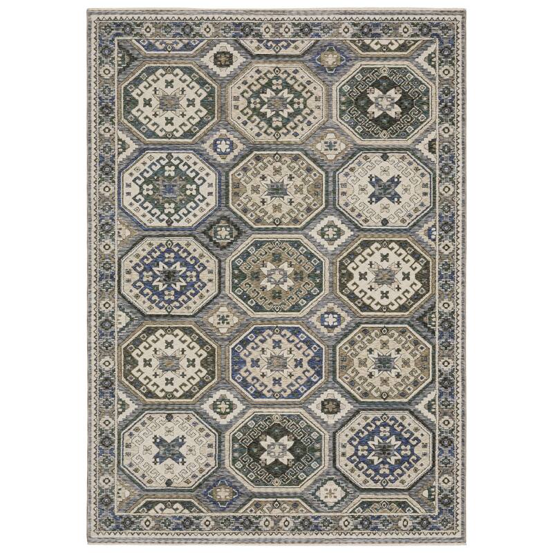 Style Haven Henretta Panel Medallion Fringe Edge Area Rug - 9' 10" x 12' 10" - Ivory/ Blue - Rectangle