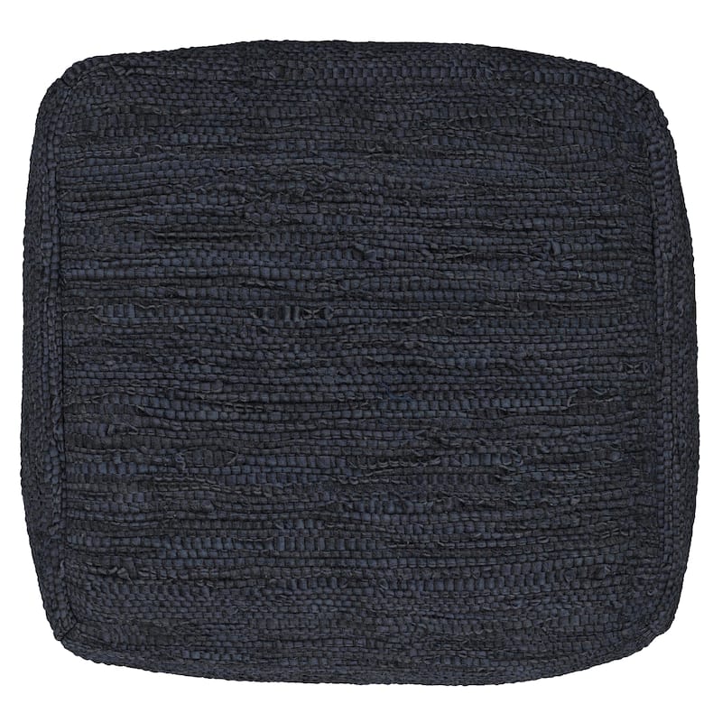 WYNDENHALL Garcia Boho Square Pouf in Woven Genuine Leather