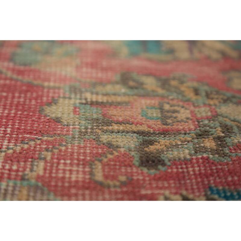 Traditional Tabriz Persian Vintage Rug Hand-Knotted Pink Wool Carpet - 7'10" x 11'2"