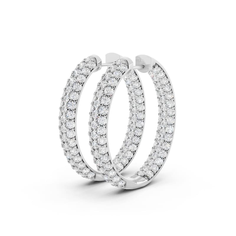 Vault Classic 5.00ct TW Natural Diamond Inside-Out Hoop Earrings (I VS2) - White