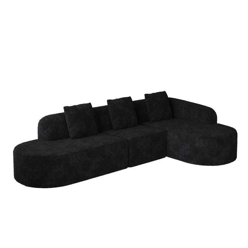 111.8" Modern L-shaped Curved Modular Sofa with Three Pillows