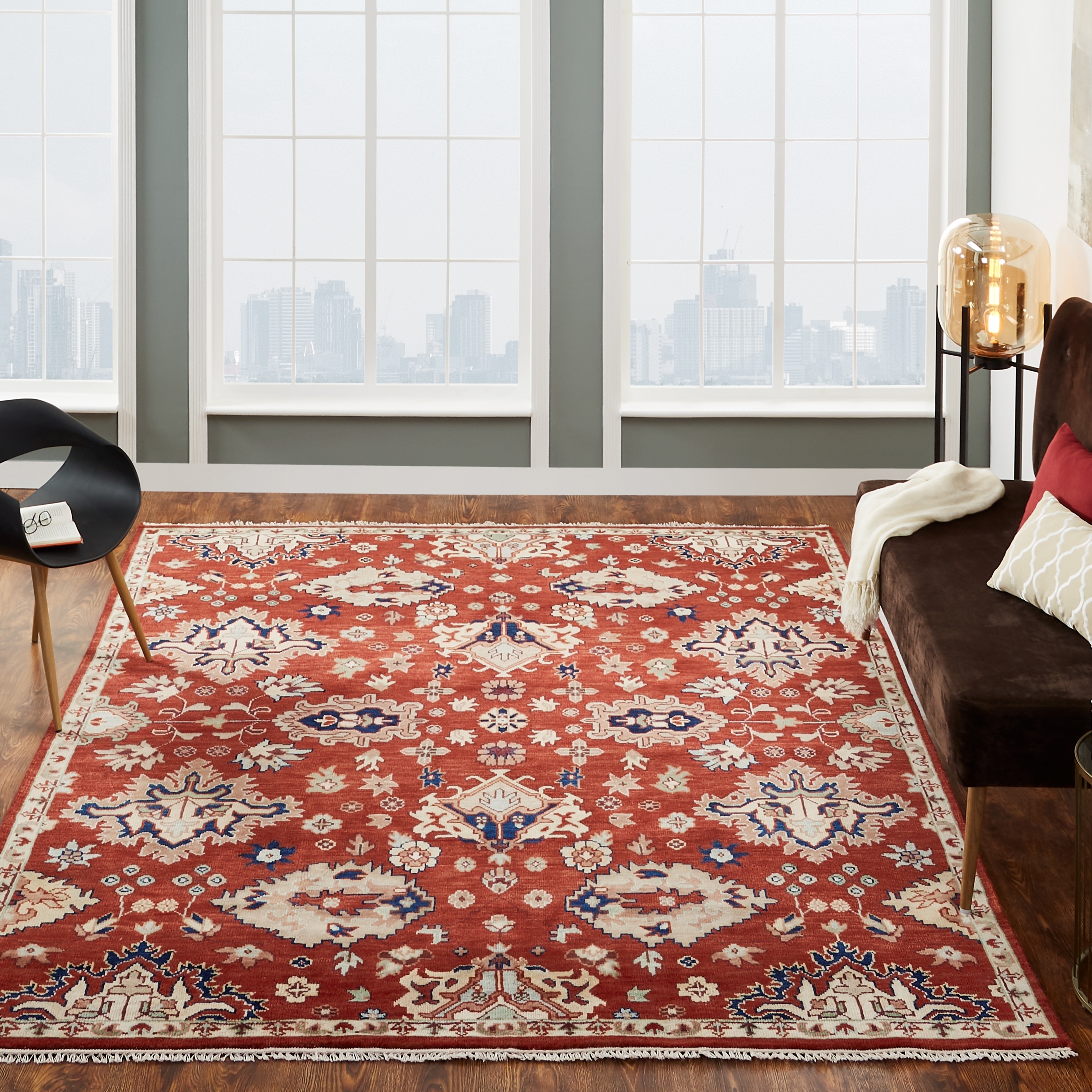 KALATY Vintage Brick Hand-Knotted Area Rug
