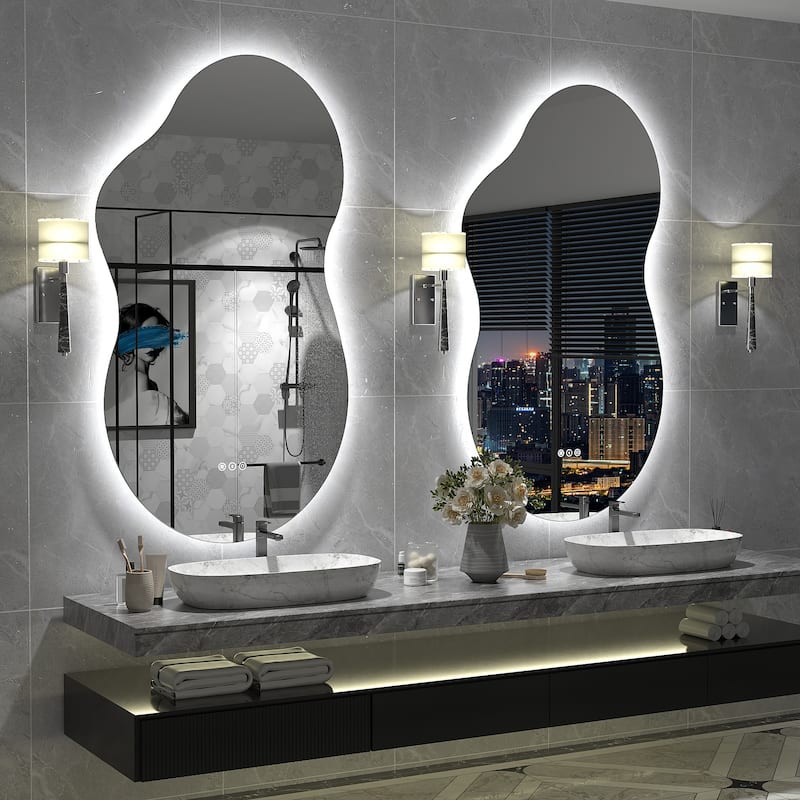 UL Certified Irregular LED Anti-fog Cloud-shaped Wall Bathroom Vanity Mirror