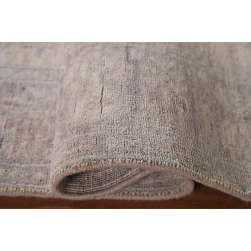 Hand Knotted Oriental 100% Wool Carpet Transitional All-Over Brown Oushak Area Rug - 6' 1'' X 4' 0''