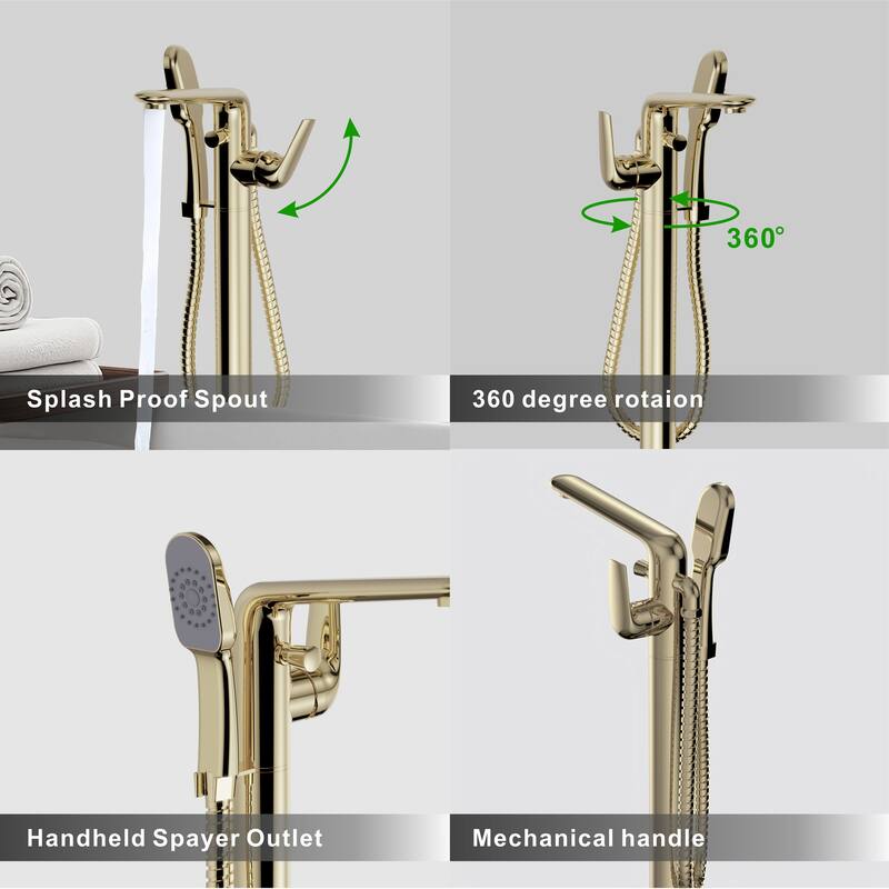 Topcraft Floor Mounted Bathtub Filler with Handheld Showerhead
