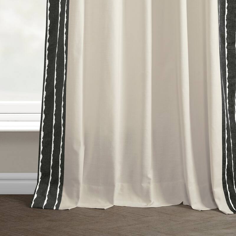 Exclusive Fabrics Sharkskin Bordered Cotton Semi Sheer Curtains (1 Panel)