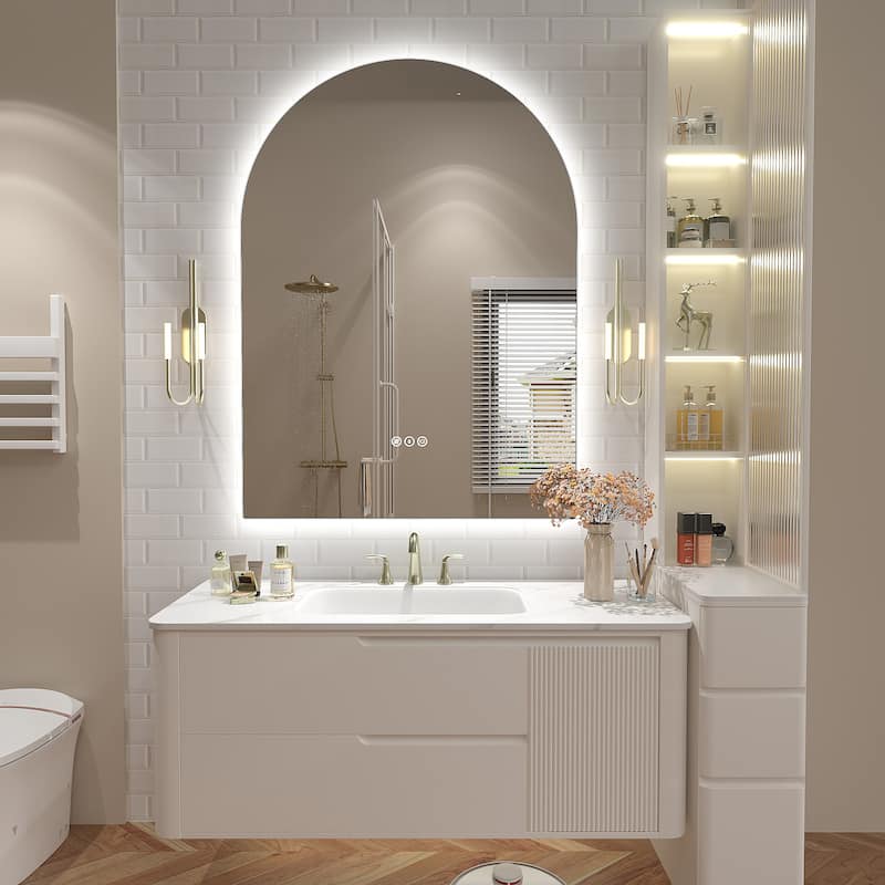 UL Certified Arched LED Anti-fog Tempered Glass Wall Bathroom Vanity Mirror