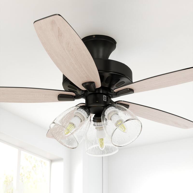Moasis 52" Faux Wood 5-Blade Low Profile Ceiling Fan with Remote