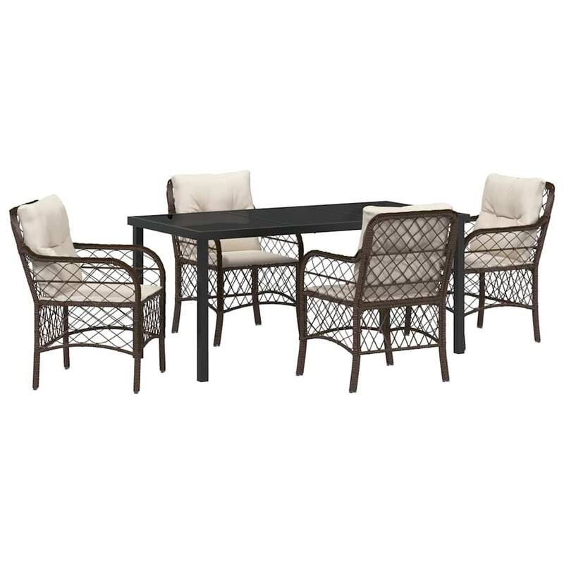 vidaXL Garden Dining Set with Cushion Poly Rattan
