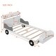 preview thumbnail 26 of 34, Car-Shaped Platform Bed Pine Wood Platform Bed with Headboard and Footboard Storage Shelves for Girls, Boys Bedroom