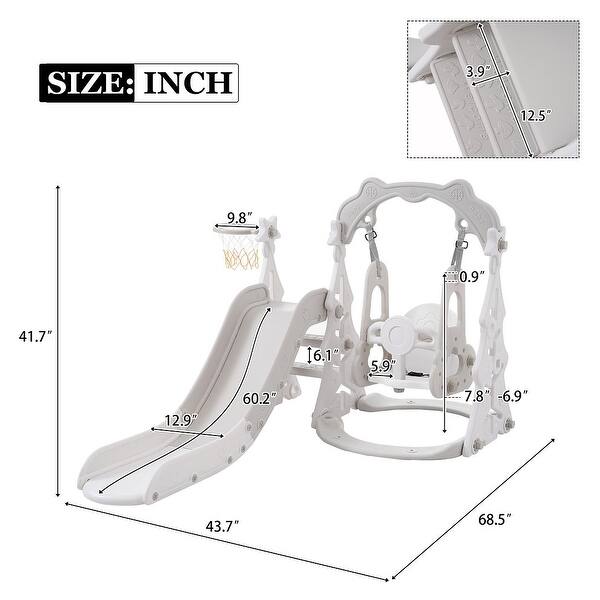 dimension image slide 1 of 3, 3 in 1 Toddler Climber and Swing Set Climber Slide Playset