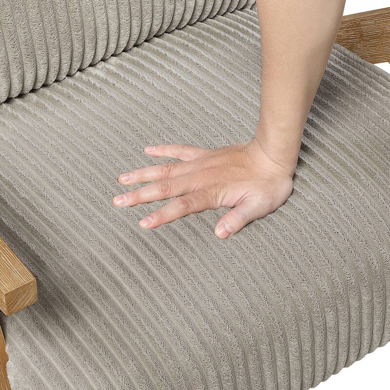Bennett 27" Corduroy Accent Chair with Wood Frame & Matching Pillow