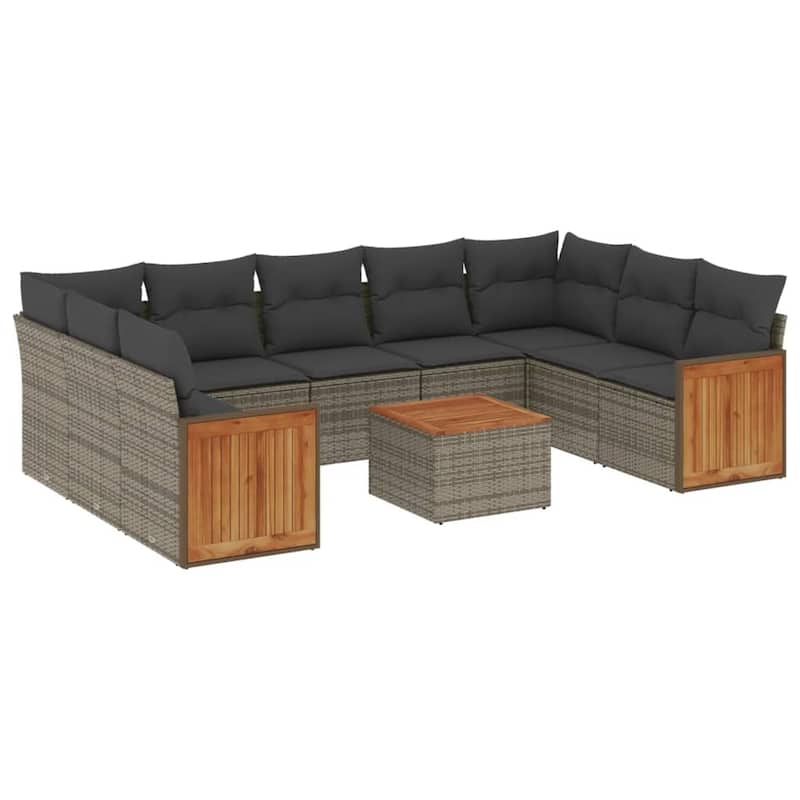 vidaXL Patio Sofa Set with Cushions Outdoor Conversation Furniture Poly Rattan