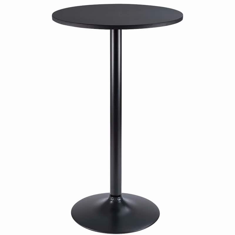 Homall Bistro Pub Table Round Bar Height Cocktail Table Metal Base MDF Top Obsidian Table with Black Leg 23.8inch Top - N/A - Black
