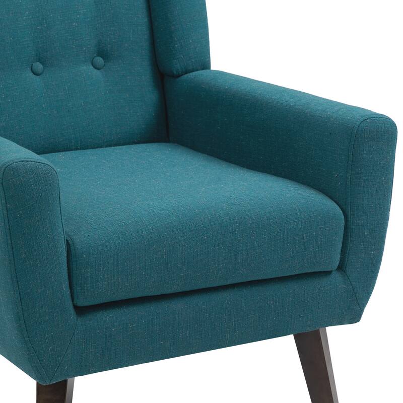 2 Set Modern Tufted Linen Upholstered Accent Chair Faux Leather Armchair