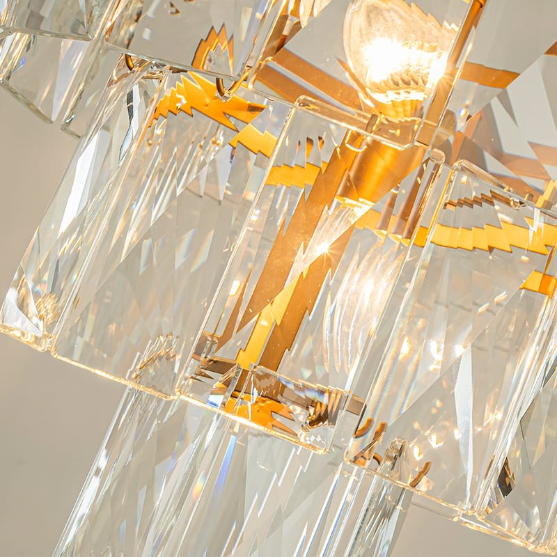 18'' 4-Light Mid-Century Modern Glam Antique Gold Crystal Tiered Flush Mount Luxury Ceiling light For Foyer and Entryway - W18''