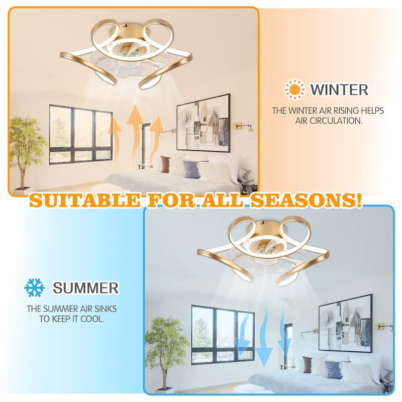 Bella Depot 22“ Low Profile Ceiling Fan with Dimmable Light, 6-Speed Reversible Flush Mount Ceiling Fan with APP Control