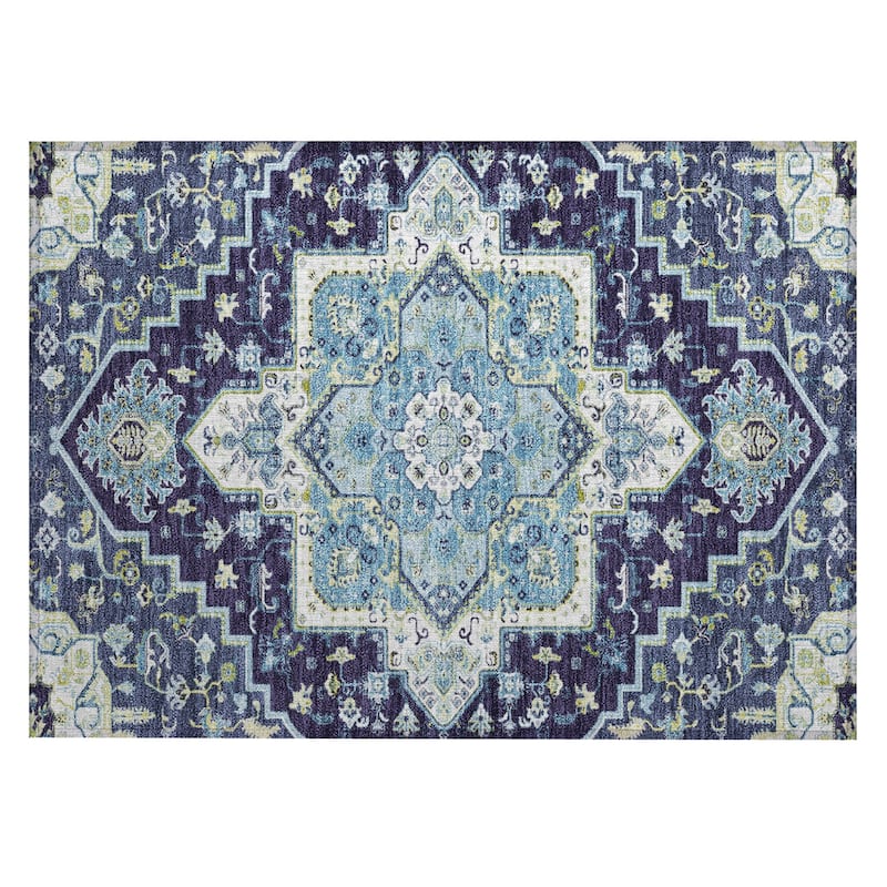 Machine Washable Indoor/ Outdoor Persian Traditional Chantille Rug