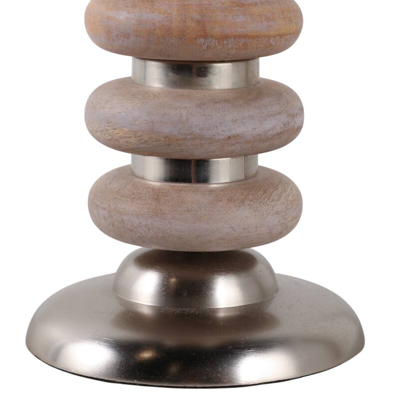 Candle Holder - Pillar with Wood Ring Base