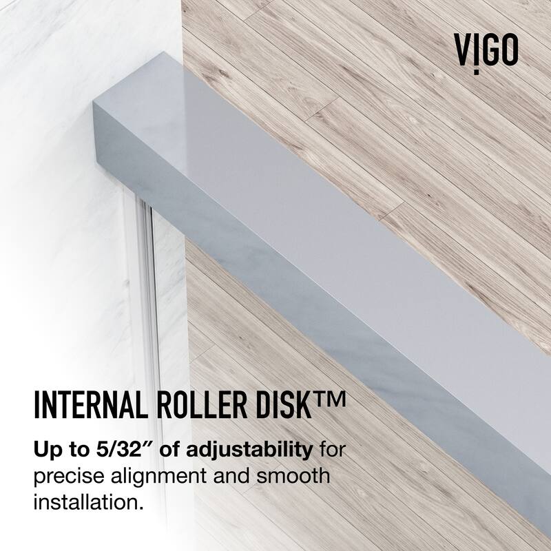 VIGO Satro E-Class 52 to 60 in. W x 74 in. H Semi-Frameless Double-Sliding Shower Door with Clear Tempered Glass