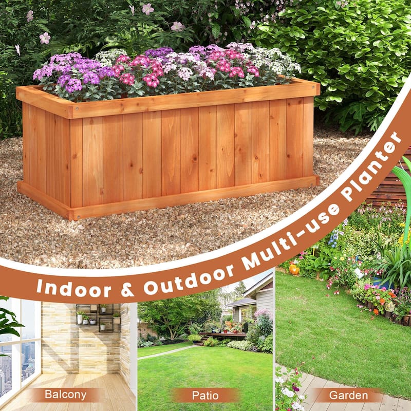 Costway Raised Garden Bed Fir Wood Rectangle Planter Box with Drainage - See Details