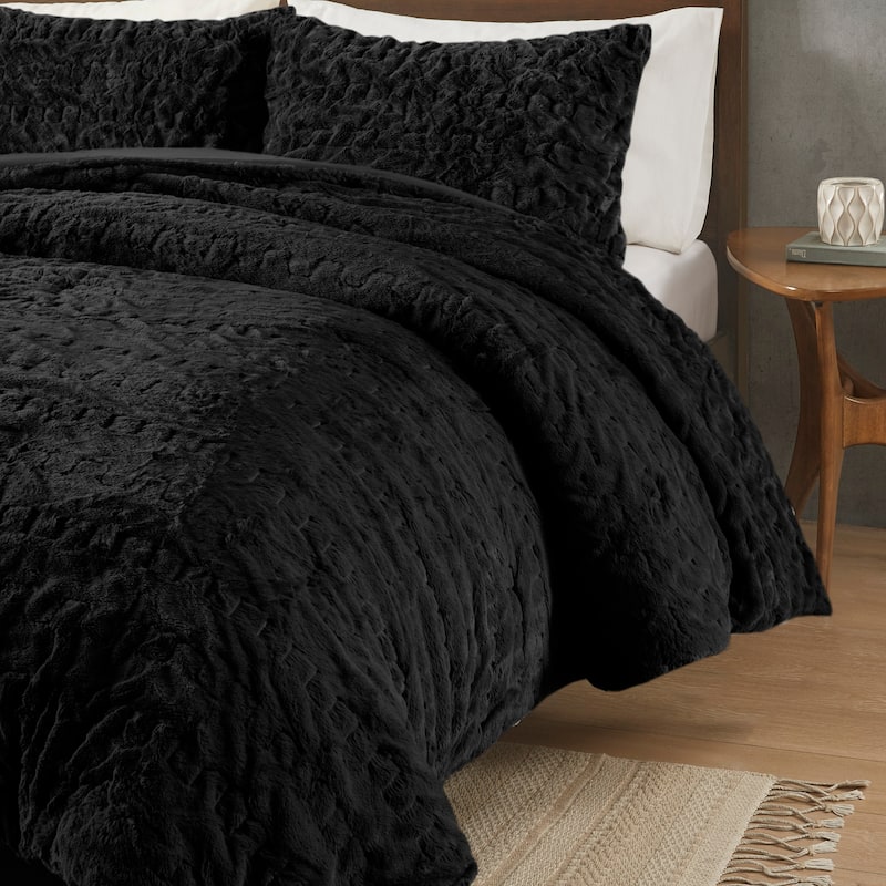 Madison Park Dakota Ruched Fur Down Alternative Comforter Set