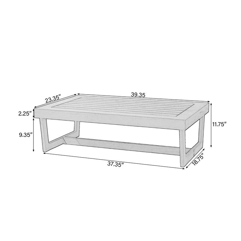 Outdoor Patio Solid Wood Chairs Loveseat Table Chat Set with Cushion
