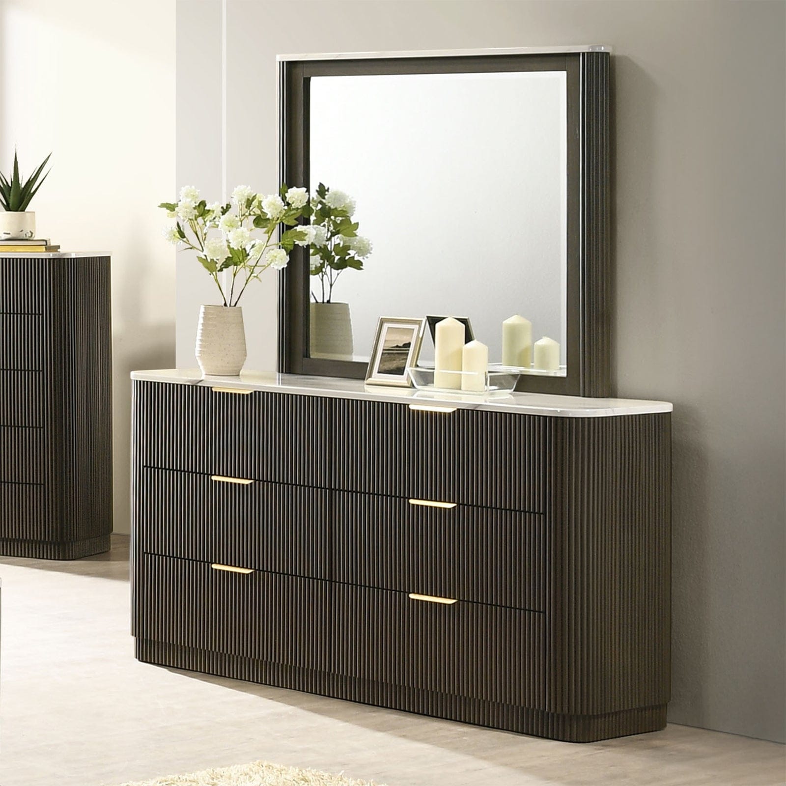 dark grey dresser and nightstand set Lorenzo Bedroom Set Dark Grey main image 0