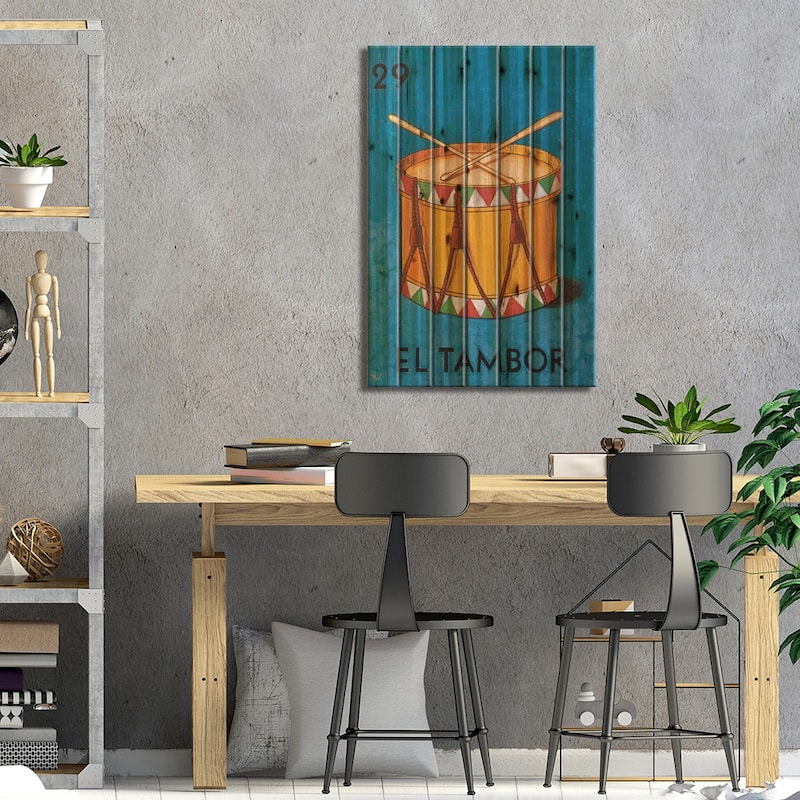 El Tambor Print On Wood by Holly Wood - Multi-Color