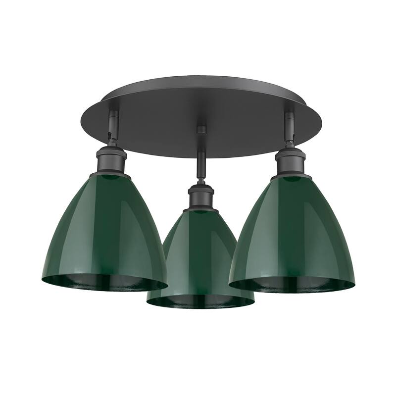 Innovations Lighting Ballston - 3 Light 19" Flush Mount - Green/Matte Black