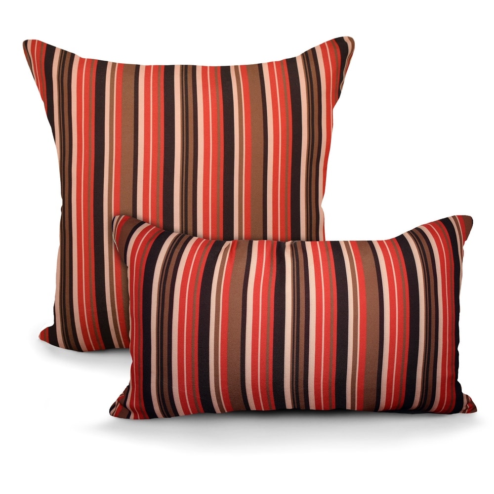 Decorative Indoor/Outdoor Weatherproof Lumbar Throw Pillows with Inserts (Set of 2) -12x20 - 18x18 Inches